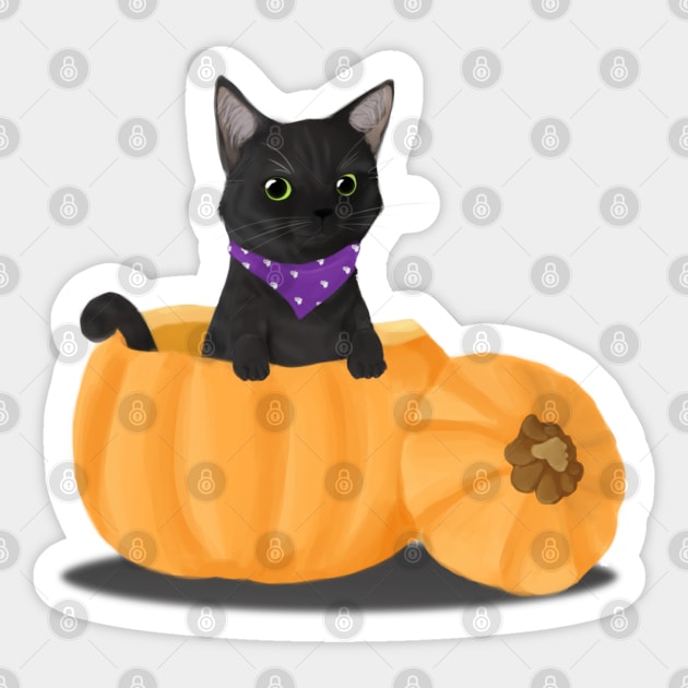 Pumpkin Cat Sticker by michelleachan